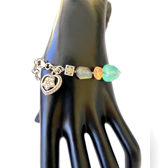 Brighton Silver & Green Chalcedony american Hero Bracelet - Picture 2 of 6